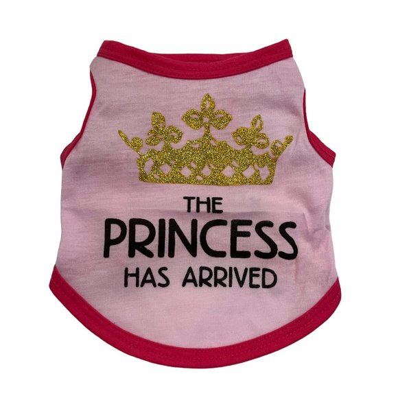 "The Princess Has Arrived" Pet T-shirt - Pink/Gold - NWT - Various Sizes - Picture 2 of 8